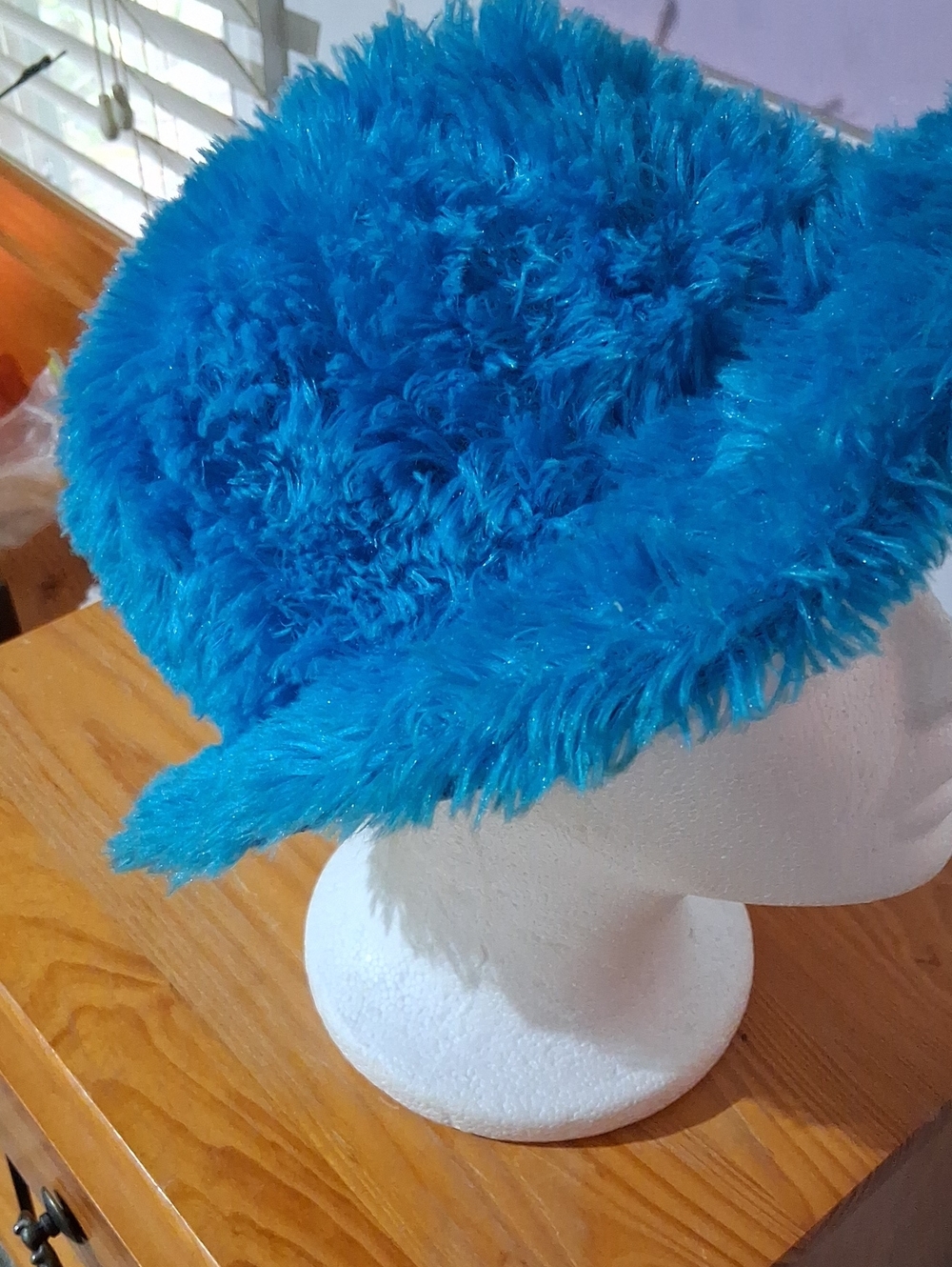 Plush Fuzzy Women's Turquoise Blue Hat